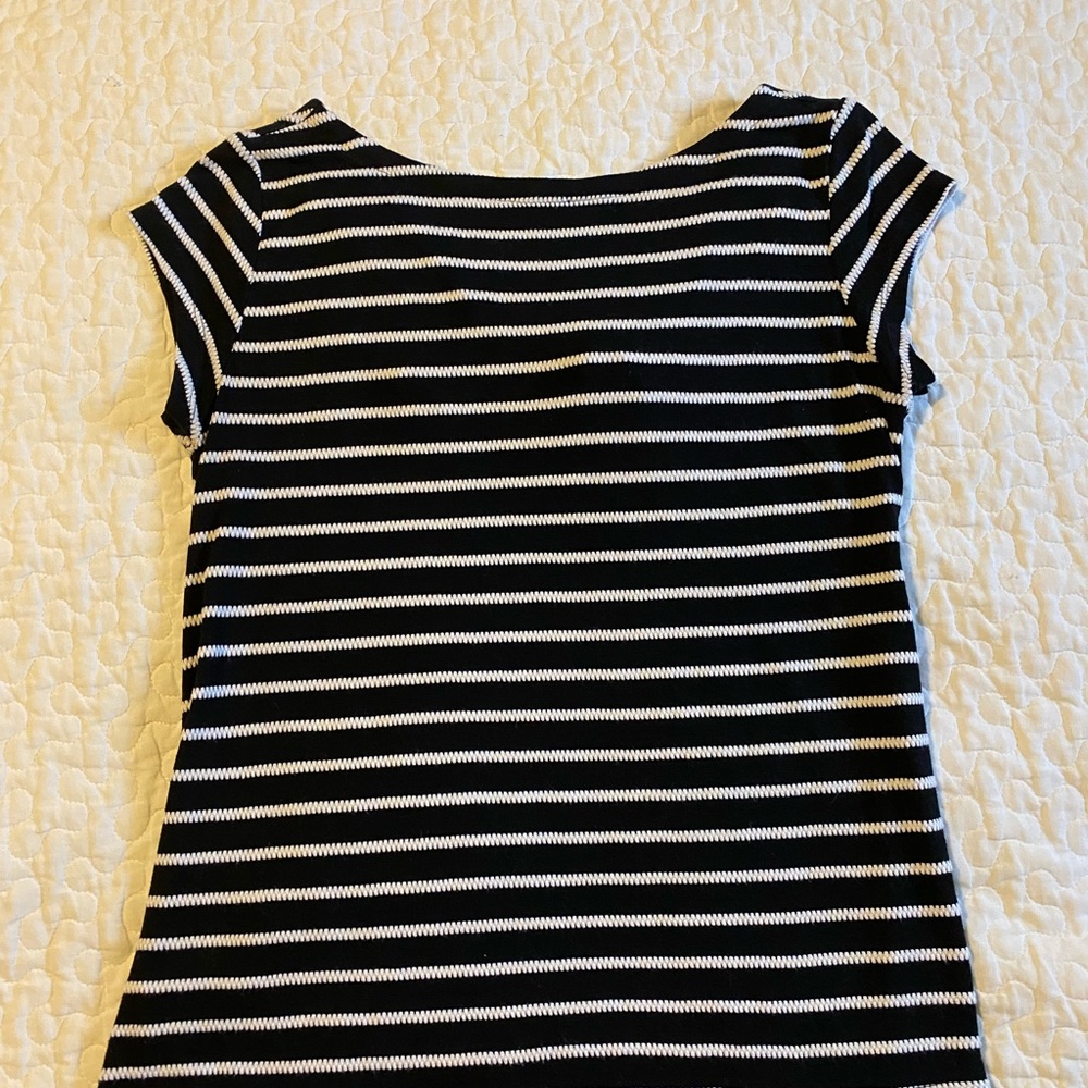 Loft Black and White Striped Women's Top, with Tie back